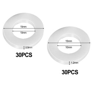 Rings de plástico resistentes a desgaste para bisagras de puerta 60 piezas de color blanco 10 mm interno 15 mm externo 0 5 mm y 1 2 mm de altura