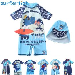 Draag shorty wetsuit nieuw 2023 dinosaurus zwemjongens baby badmode duikpak voor kinderen zonnebrandcrème surfen duik nat pak