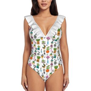 Portez des plantes effrayantes pour femmes ébouriffer un morceau de maillot de bain sexy bodys de maillot de bain monokini