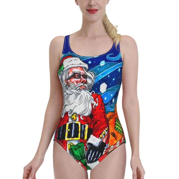 Use El Hombre Con El Bolso Traje De Baño De Mujer Traje De Baño Sin Espalda De Una Pieza Ropa De Playa Sexy Trajes De Baño De Verano Santa Navidad Jingle