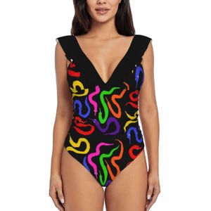 Portez du ver sur un bébé à ficelle !! Monokini nouveau maillot de bain une pièce à volants femme Sexy maillots de bain femmes imprimer maillot de bain ver sur une chaîne