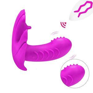 Wearable Butterfly Dildo Vibromasseur Culotte Sex Toys pour femmes G Spot Stimulateur de clitoris Télécommande sans fil Adultes Sex Shop MX191228