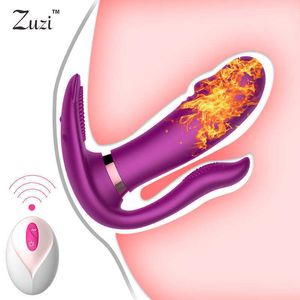 Gode vibrateur chauffant portable, télécommande Clitoris point G Anus Triple masseur femelle Rechargeable
