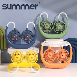 Wearable Sports Neck Fan 1200MAH USB Oplaadbare nekventilator Handsfree Fashion Mini Portable Folding Fans