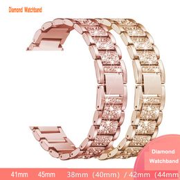 Wearlizer Smart Straps para iwatch 7 6 5 4 Silver Bling Compatible con Apple Watch Band 38 mm 40 mm 41 mm 45 mm 40 mm Crystal Rhinestone Luxury Metal Diamond Pulsera Correa