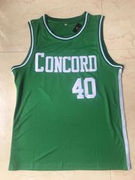 Draagt Concord Academy 40 Shawn Kemp High School College Basketball Jersey Vintage groene Ed-shirts