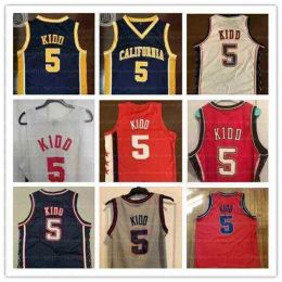 Porte un maillot de basket-ball personnalisé de Californie Jason 5 Kidd, maillot d'université, blanc, bleu, rouge, maille Ed, taille S-4XL, qualité supérieure