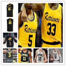 Porte des maillots de basket-ball personnalisés Ncaa UMBC Retrievers College Darnell Rogers Keondre Kennedy Nathan Johnson Hakim Byrd Ray Salnave L.J. Owens