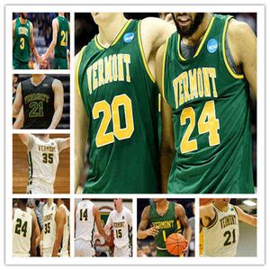 Draagt aangepaste Ncaa Vermont Catamounts UVM basketbaltrui College Ben Shungu Ryan Davis Isaiah Powell Justin Mazzulla Finn Sullivan Robin D