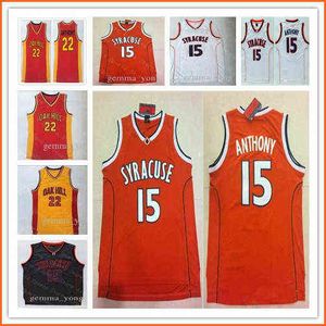 Draagt mode Goedkope heren Syracuse oranje NCAA Stitched College Basketball 15 Carmelo Anthony Oak Hill Sewn University Jersey Maat S-XXL Grooth.