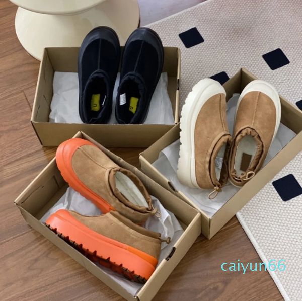 Pantoufles hybrides météorologiques Ultra Mini bottes tous genres hommes femmes imperméables pluie châtaigne Orange peau de mouton hiver bottes courtes chaussures à enfiler