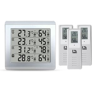 Freeshipping Station météo Thermomètre C / F Affichage de la valeur Alarme Température Station de mesure Testeur avec 3 capteurs sans fil intérieurs extérieurs