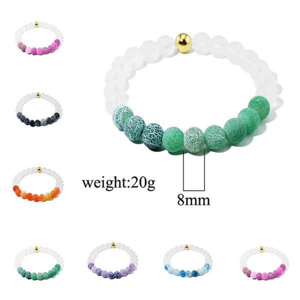 Pulsera de cuentas de ágata degradada pulsera de mujer multicolor B022 Pulsera de joyería con cuentas, hilos