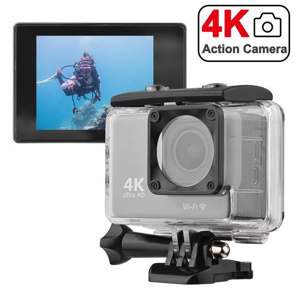 Caméras résistantes aux intempéries 4K 60FPS30FPS Caméra d'action 16MP WiFi Sports Écran LCD 20 pouces 30m98ft étanche pour la plongée surf ski cyclisme 230927