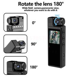 Weerbestendige camera's 4K HD Draagbare mini-actiecamera Wifi-achterclip 180 draaibaar IR Nachtzicht Sportcamera Reisfiets Bestuurder Videorecorder 231007