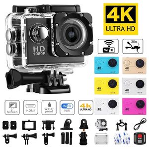 Caméras résistantes aux intempéries Caméra d'action originale Ultra HD 4K 1080P30FPS WiFi écran 20 pouces 170D casque sous-marin étanche GO Recording Pro 231025