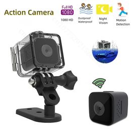 Caméras résistantes aux intempéries Mini caméra d'action portable 1080P Full HD moto Vision nocturne étanche Sports de plein air DV plongée microphone intégré 231025