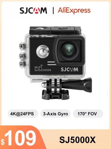 Caméras résistantes aux intempéries SJCAM SJ5000X Elite Action Camera 4K 24FPS 2K 30fps WiFi Plongée 30M Étanche Gyro Anti-secousse Casque Sprots DV 231007