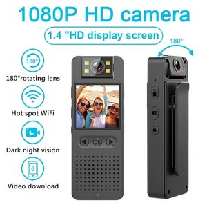 Caméras résistantes aux intempéries Caméra de sport HD 1080P WiFi 180 Vision nocturne rotative Enregistreur infrarouge Vidéo Clip arrière portable Mini numérique 230823