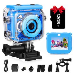 Weerbestendige camera's Waterdichte actiecamera 1080p HD Kinderen Digitale buitensport DV Bike Helmet voor kinderen onder water Cam 230816