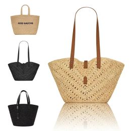 Weave Rive Gauche Raffias Basket Tote Bolsa de playa Bolso de lujo Bolso de vacaciones Embrague de fin de semana Tienda para mujer Bolsas Espejo Diseñador de calidad Diseñador Crossbody para hombre Bolsa de viaje