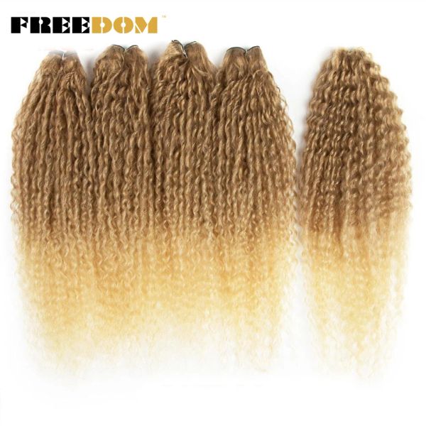 Tisser la liberté synthétique afro pâte à cheveux bouclées paquets 24 pouces ombre blonde rouge couleur 5pcs / paquet poils synthétiques bundles