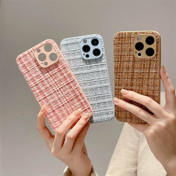 Weave INS Korean Fresh Style Soft Phone Cases Diseñadores para iPhone 14 Pro Max Plus iPhone14 13 12 11 TPU Lente de cámara a prueba de golpes Cubierta protectora