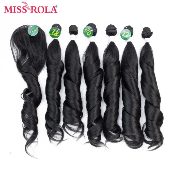 Mechones Weave Miss Rola Ombre con mechones de pelo sintético con cierre mechones de ondas sueltas 1822 ''7 unids/pack tejidos de cabello 230g
