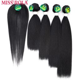 Tissage Miss Rola synthétique cheveux raides trame Ombre cheveux colorés 814 pouces 4 + 1 pièces/paquet 200g # 1B tissage faisceaux avec fermeture gratuite