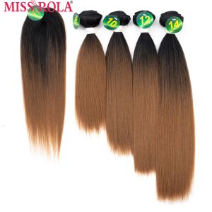 Tissage Miss Rola synthétique cheveux raides trame Ombre cheveux colorés 814 pouces 4 + 1 pièces/paquet 200g T1B/30 tissage faisceaux avec fermeture gratuite