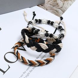 Weave Multy Layer Wrap Armband Set Vlecht Verstelbare stapelen Armbanden Bangle Manchet Polsband Sieraden Sets voor Vrouwen Will en Sandy