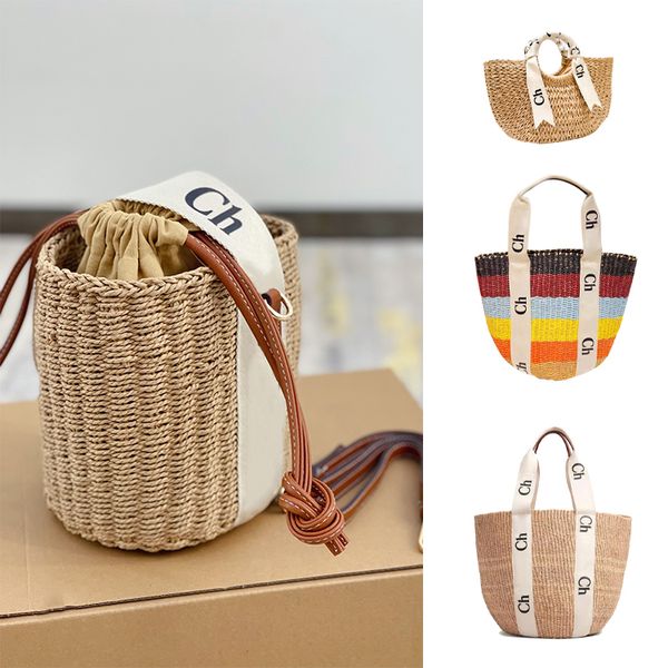 tejido tote bolso de mujer Bolso de playa de paja Cesta de madera de rafia Bolso de hombro Bolso de mano de hombre para mujer Crossbody Diseñador de lujo cubo bolso grande bolso grande bolsos de embrague