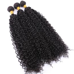 Weef Weave 1630 inches natuurlijke zwarte blonde gouden afro kinky krullend haarbundels 100 g synthetisch haar voor vrouwen