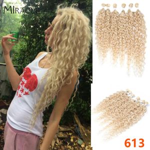 Tisser tisser 613 Blonds Synthétique Cheveux Deep Wave Hair Packs 2428 pouces 6pcs Cheveux résistants à la chaleur pour femmes cheveux miracle