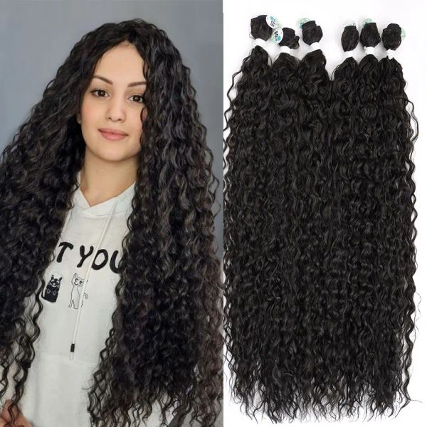 Weave Weave Kinky Curly Hair Bundles Deep Wave 613 Bundles sintéticos Soft Super Long 32 pulgadas Oavo de maíz Ombre Fake Cabello 9 PCS una peluca