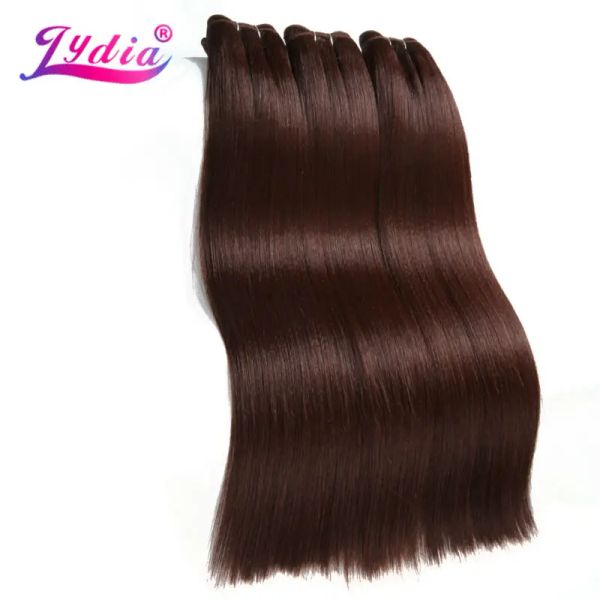 Tisser les cheveux synthétiques de tissage lydia 3 pièces / lot lot soyeux yaki raide tissage 1026 pouces Couleur pure 33 # 100% Fibre Fibre Bundles Bundles