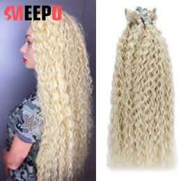 Tisser tisser meepo afro Kinky Curly Synthetic Hair Bundles 70cm Super Long Curls Full Head Pure Blonde Weave ombre Hair