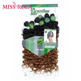 Tisser tisser miss rola synthétique cheveux bouclés ombre colorés de cheveux paquets de tissage 1620 pouces 6pcs / pack 200g T1b / 30 avec fermeture gratuite