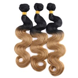 Tisser tisser ombre Body wave hair packdle doré blonde bordeaux bordeaux à haute température coiffure synthétique tissage pour les femmes