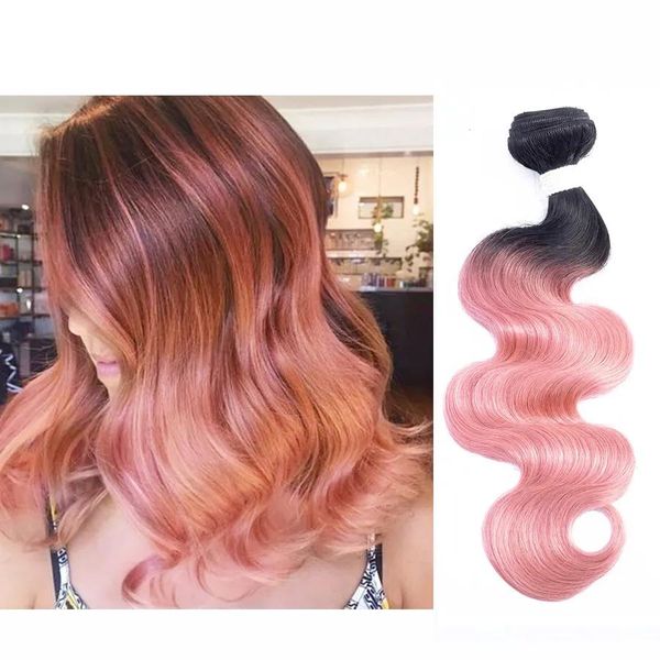 Tisse 300g T 1b Rose Rose Or Ombre Cheveux Humains Weave Bundles Deux Tons Bonne Qualité Coloré Brésilien Vague de Corps Péruvien Malaisien Inde