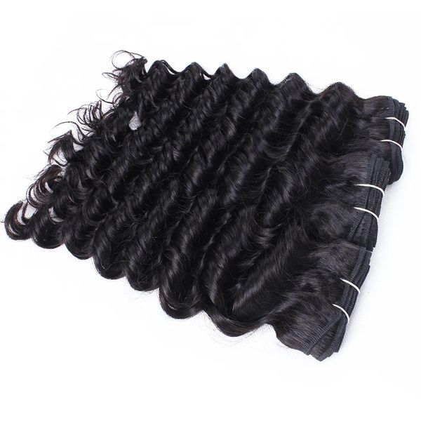 Teje 6 piezas Venta al por mayor Onda profunda Tejido de cabello rizado Marrón natural Sin procesar Brasileño Peruano Camboyano Malasia Virgen cruda India Huma