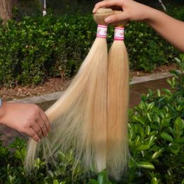 Teje extensiones de cabello virgen ruso rubio miel barato cabello ruso REAL # 613 rubio platino virgen 100% cabello humano remy recto 4 bu