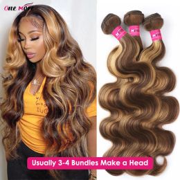 Weeft P4/27 Hoogtepunten Body Wave Bundels 100% menselijk haarbundels Bruin Braziliaans haar Weave Bundel 30 32 inch 1 3 4 Remy Hair Bundels