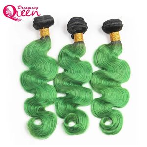 Weeft #T1B Smaragdgroen Body Wave Ombre Braziliaanse human hair extensions Braziliaanse Maagdelijk menselijk haar weeft 3 bundels Ombre haarbundels