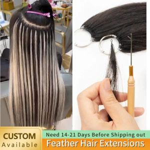 Weeft weeft Micro Feather Hair Natural Human Hair rechte hand breien Nonremy 16 