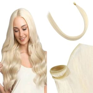 Tissé tissages Vesunny Virgin Invisible Genius Waft Hair 1624inch Blonde Couleur # 1000 Poules à cheveux humains vierges de haute qualité