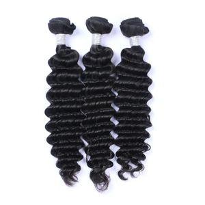 Paquetes al por mayor de cabello brasileño virgen Remy 1b, cabello humano sin procesar, tejido de grado 9A, paquetes de cabello ondulado profundo, negro Natural