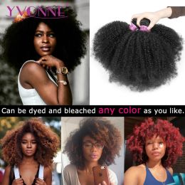 Tissages yvonne afro Kinky Curly Vierge Hair Bundles 1/4 paquets de cheveux humains tisser la couleur naturelle