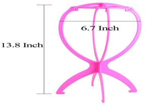 Weeven met de knoop roze pruik staan draagbaar vouwbaar plastic stabiele kleine grote grootte eenvoudig show pruiken stands haaraccessoires whoel ma1985455