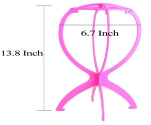Weeven met de knoop roze pruik staan draagbaar vouwbaar plastic stabiele kleine grote grootte eenvoudig show pruiken stands haaraccessoires whoel ma6709111